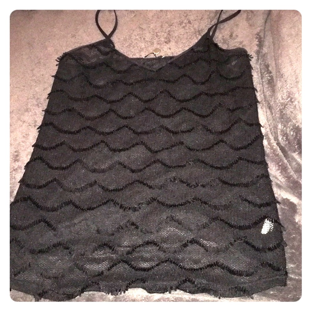 See-through black tank top!